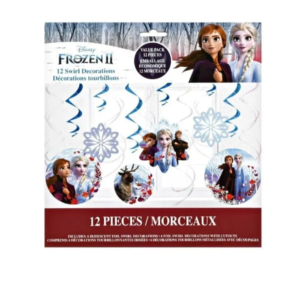 NEW Disney Frozen II Party Decoration Pack of 12 Swirl Hanging Decorations